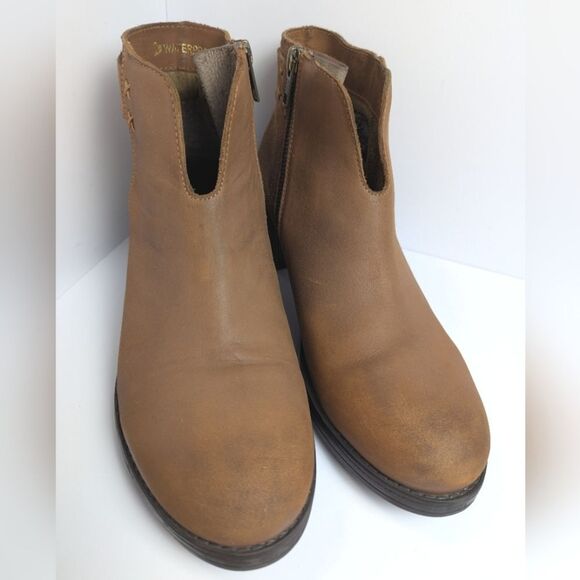 Skechers Waterproof Chesnut Brown Tan Leather Suede Ankle Booties Womens 8 - Picture 4 of 7